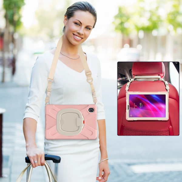 SKALO Lenovo Tab M10 FHD Plus 10.3" Extra Shock Resistant Armor Rengas kuori olkahihnalla - Pinkki Pink