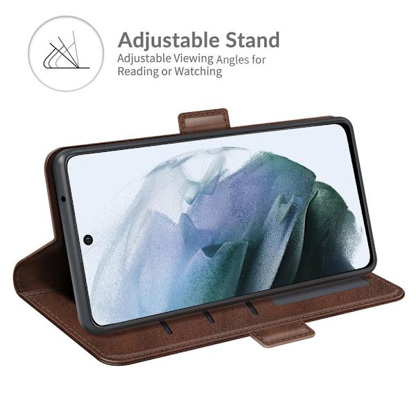 SKALO Samsung S21 FE Premium Plånboksfodral - Brun Brun