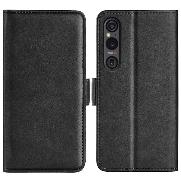 SKALO Sony Xperia 1 VI Premium Kortlomme Flip Cover - Sort Black