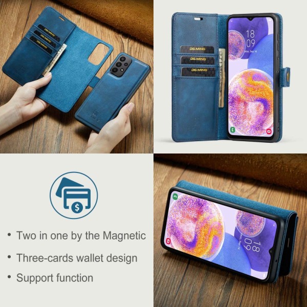 DG MING Samsung A23 5G 2-i-1 Magnet Plånboksfodral - Blå Blå