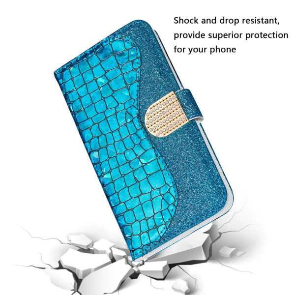 SKALO Samsung A54 5G Glitter design Lompakko kotelo - Sininen Blue