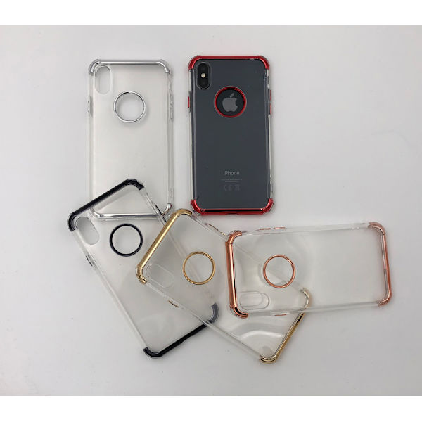 Extra tåligt design silikonskal | färgade kanter iPhone X/XS - fler färger Rosa