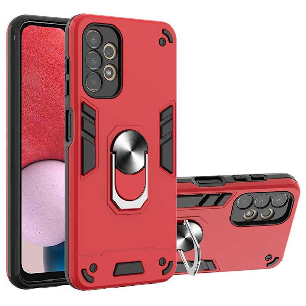 SKALO Samsung A13 4G Armor Hybridi metallirengas kuori - Punainen Red