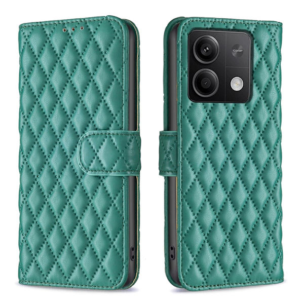 SKALO Xiaomi Redmi Note 13 4G BINFEN COLOR Quiltat Plånbok - Grön Grön