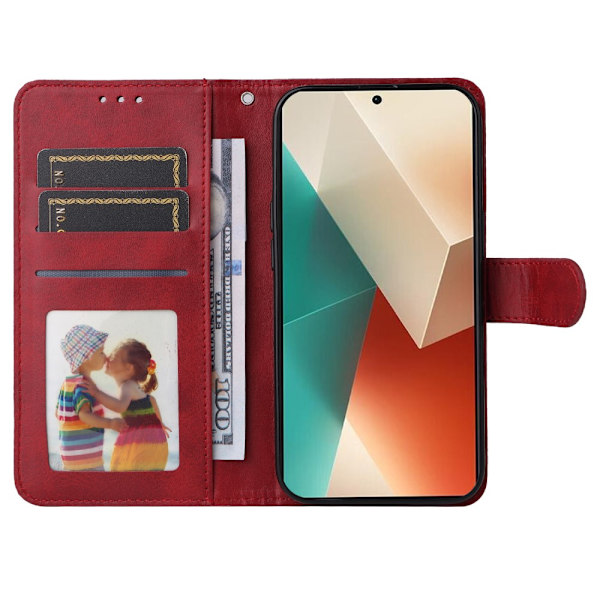 SKALO Xiaomi Redmi Note 13 5G PU-Läder Plånboksfodral - Fler färger Röd