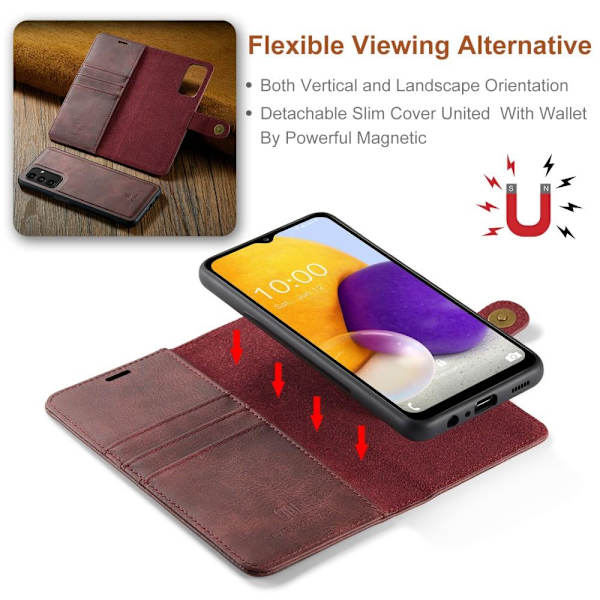 DG MING Samsung A13 4G 2-in-1 magneetti lompakkokotelo - Punainen Red