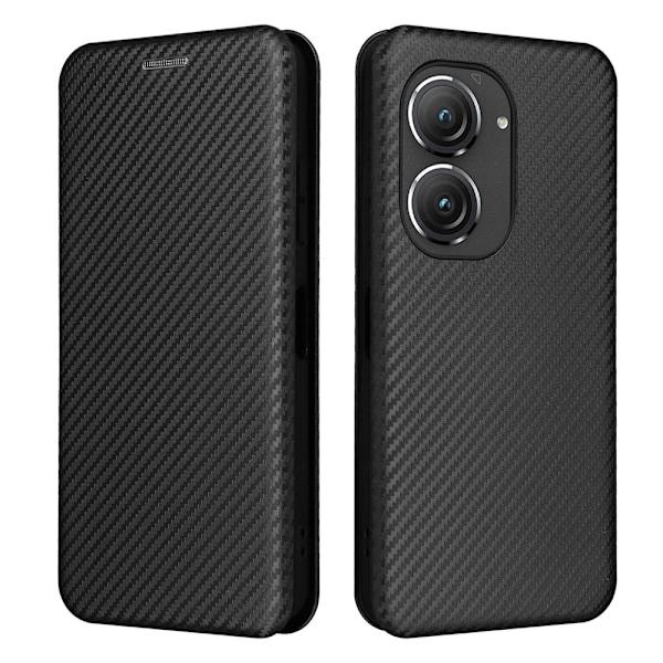 SKALO Asus Zenfone 9 5G Carbon Fiber Plånboksfodral - Svart Svart