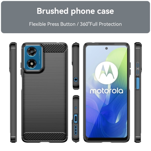 SKALO Motorola Moto G04 Armor Carbon Stöttåligt TPU-skal - Fler Svart