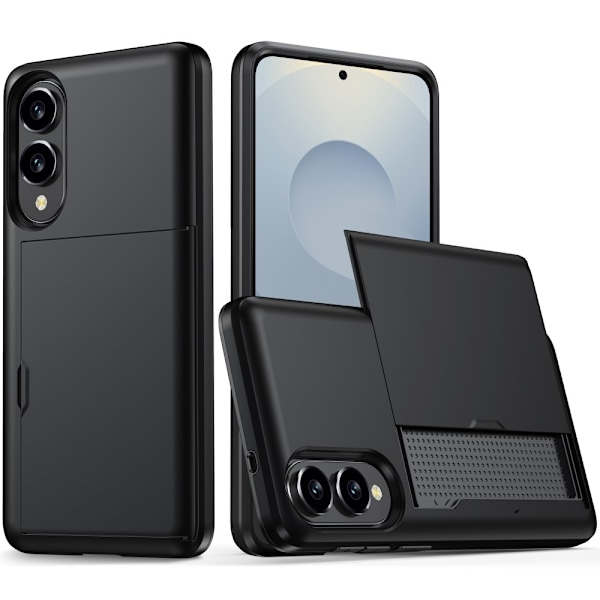 SKALO Samsung S25 Edge Armor Korttikotelo Suojakuori - Musta Black