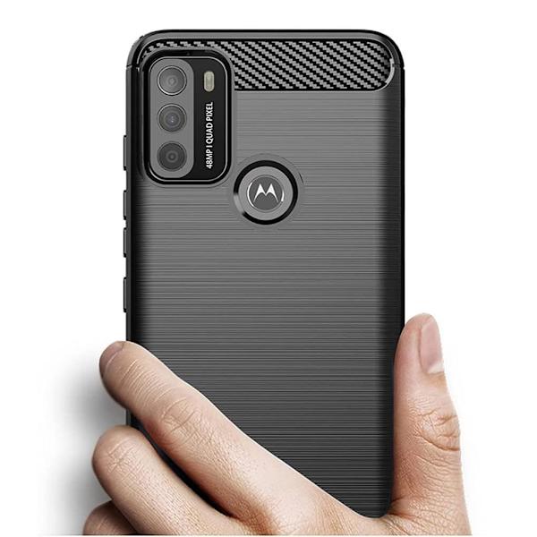 SKALO Moto G50 Armor Carbon Iskunkestävä TPU suojakuori - Valitse väri Red