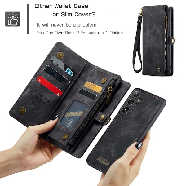CaseMe Samsung S25+ 008 BIg Wallet 2in1 Magnet Plånboksfodral - Svart Svart