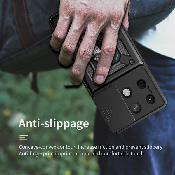 SKALO Xiaomi Redmi Note 13 5G Armor Kortinpidin Kameran Suojakuori- Musta Black