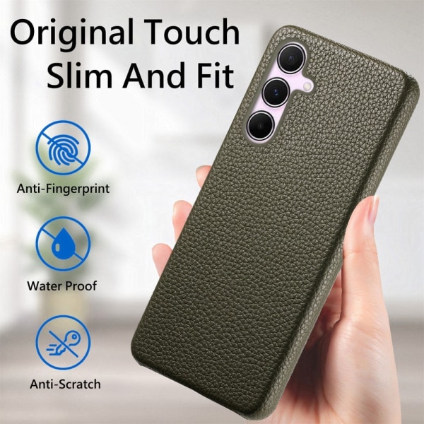 SKALO Samsung A55 5G PU Læder Litchi Cover - Grøn Green