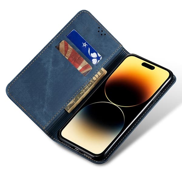 SKALO iPhone 17 Jeans Plånboksfodral - Blå Blå