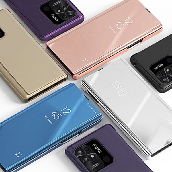 SKALO Xiaomi Redmi 10C Clear View Mirror Lompakko - Tumman violetti Dark purple