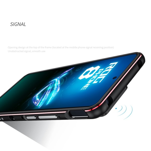SKALO Asus ROG Phone 8 Pro 5G Premium Metallskal/ram med kamera skydd - Svart Svart