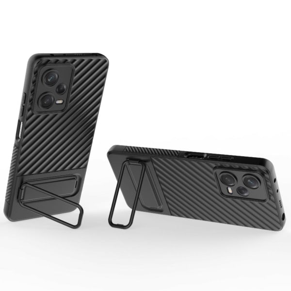 SKALO Xiaomi Redmi Note 12 Pro 5G Twill 2.0 TPU-Cover med rack - Black