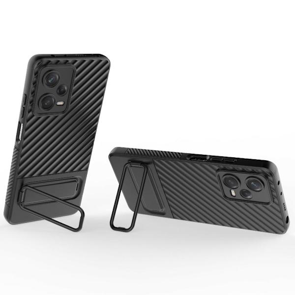 SKALO Xiaomi Redmi Note 12 Pro 5G Twill 2.0 TPU skal med ställ - Svart Svart