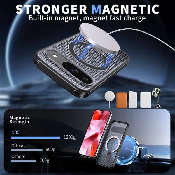 SKALO Hybrid Magnetring Stativ Cover til Google Pixel 11 Pro - Sort Black