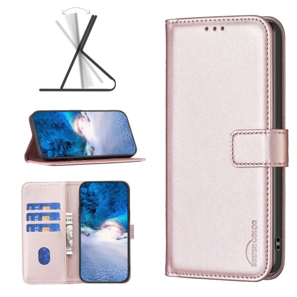 Google Pixel 8 BINFEN COLOR Embossed Plånboksfodral - Roséguld Rosa guld