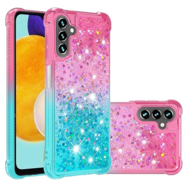 SKALO Samsung A34 5G Kvicksand Glitter Hjärtan TPU-skal - Rosa-Turkos multifärg