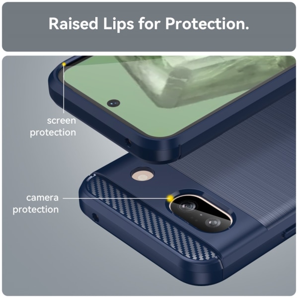 SKALO Google Pixel 8a Armor Carbon Iskunkestävä TPU suojakuori - Valitse väri Blue