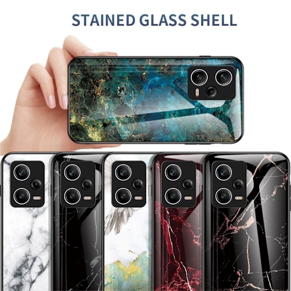 SKALO Xiaomi Redmi Note 12 Pro 5G Marmor Härdat Glas TPU-skal - Motiv 1 multifärg