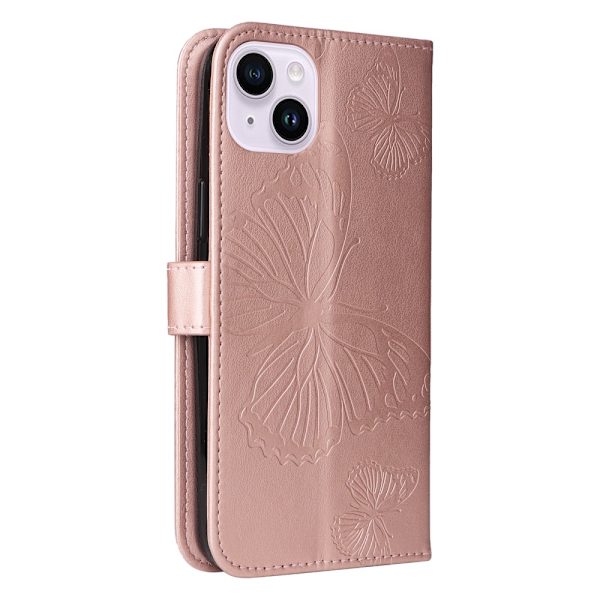 SKALO iPhone 15 Plus Mandala Butterfly Plånboksfodral - Roséguld Rosa guld