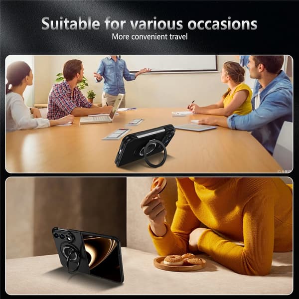 SKALO 360° Ring Kickstand Deksel til iPhone Duo - Musta Black