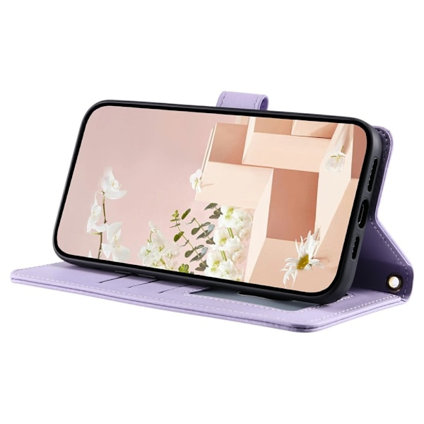 SKALO Samsung S25 Edge Quiltet Skulderrem Flip Cover - Lilla Purple