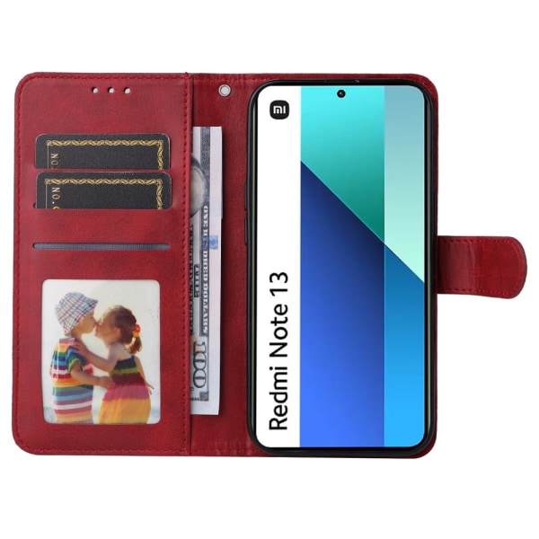 SKALO Xiaomi Redmi Note 13 4G PU-Läder Plånboksfodral - Fler fär Röd