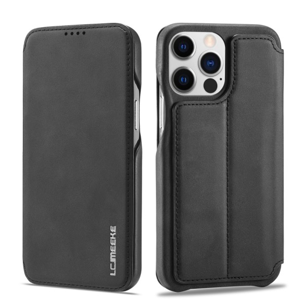 SKALO iPhone 15 Pro LC.IMEEKE Pungetui i PU-læder - Sort Black