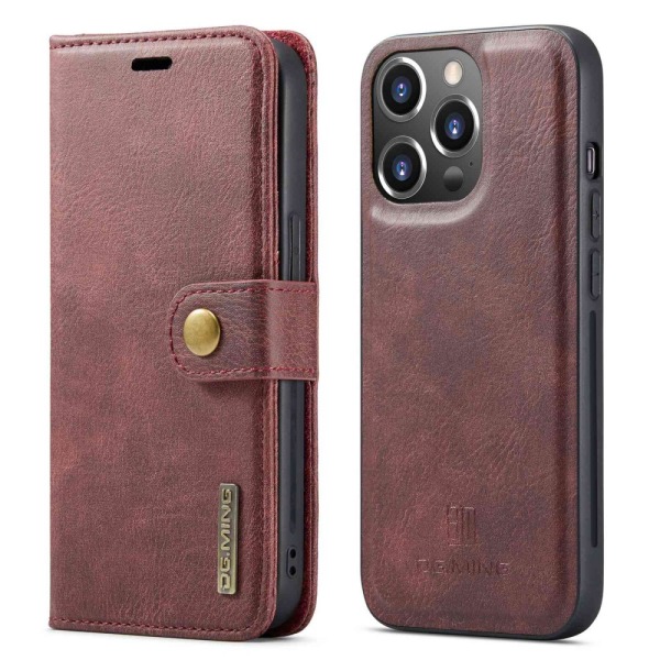 DG MING iPhone 14 Pro Max 2-in-1 magneetti lompakkokotelo - Punainen Red