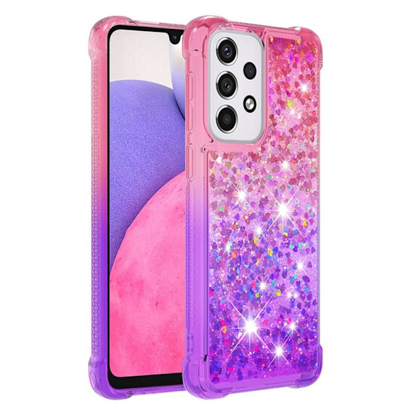 SKALO Samsung A33 5G Juoksuhiekka Glitter Sydämet TPU kuori - Pinkki-Violetti Multicolor