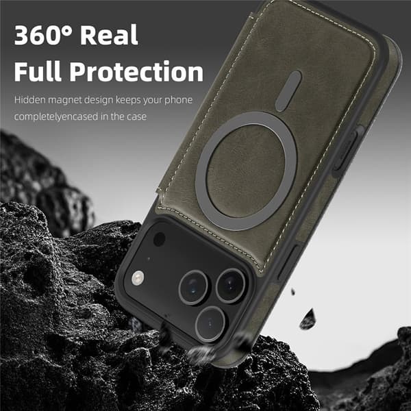 SKALO iPhone 17 Pro Slim Plånboksfodral - Grå grå