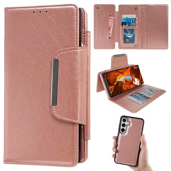 SKALO Samsung S25+ 2-i-1 Magnetisk Aftagelig Flip Cover - Rosa guld Pink gold