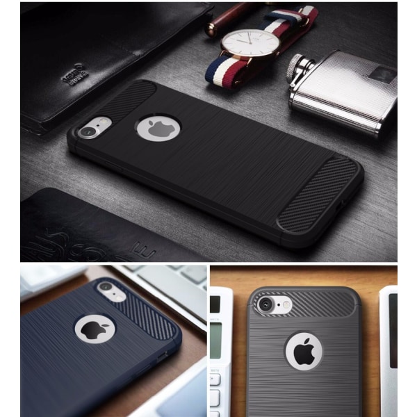 SKALO iPhone 7/8 Armor Carbon Stødsikker TPU-cover - Vælg farve Black