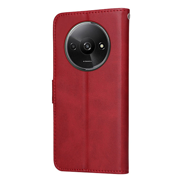 SKALO Xiaomi Redmi A3 PU-nahkainen Lompakkokotelo - Valitse väri Red