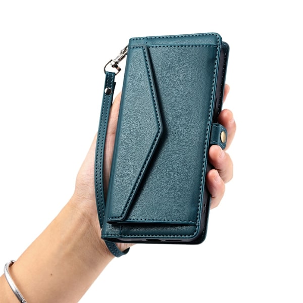 SKALO iPhone 16e PU-Läder Envelope Plånboksfodral - Grön Grön