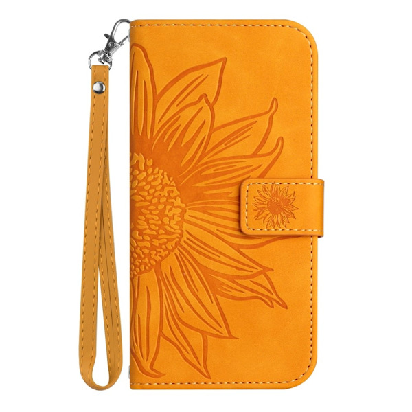 SKALO Motorola Edge 50 Neo 5G Embossed Flower Plånboksfodral i PU-Läder - Gul Gul
