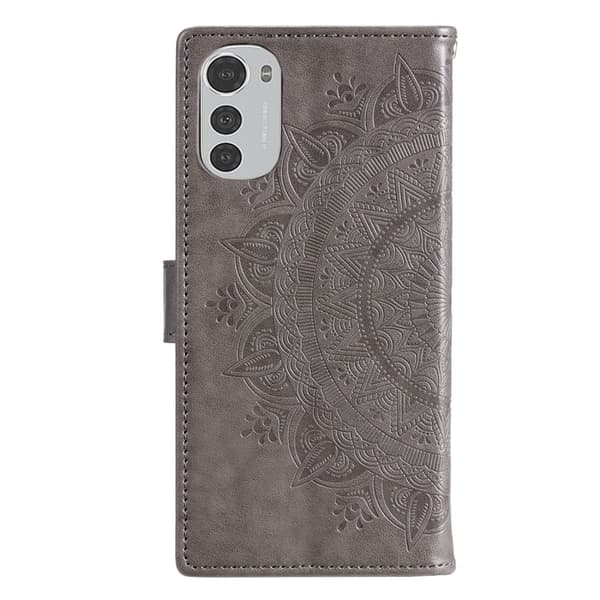 SKALO Motorola Moto E32/E32s Mandala Plånboksfodral - Grå grå