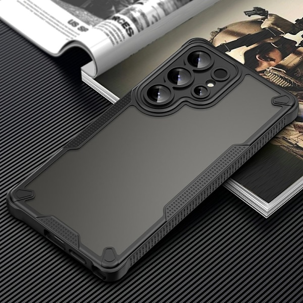 SKALO Samsung S25 Ultra Armor Hybrid Frosted Suojakuori - Musta Black