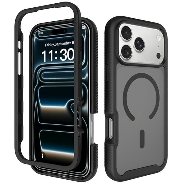 SKALO Shockproof Clear Hybrid Cover til iPhone 17 Pro Max - Sort Black