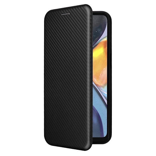 SKALO Motorola Moto G22 Carbon Fiber Lompakkokotelo - Musta Black