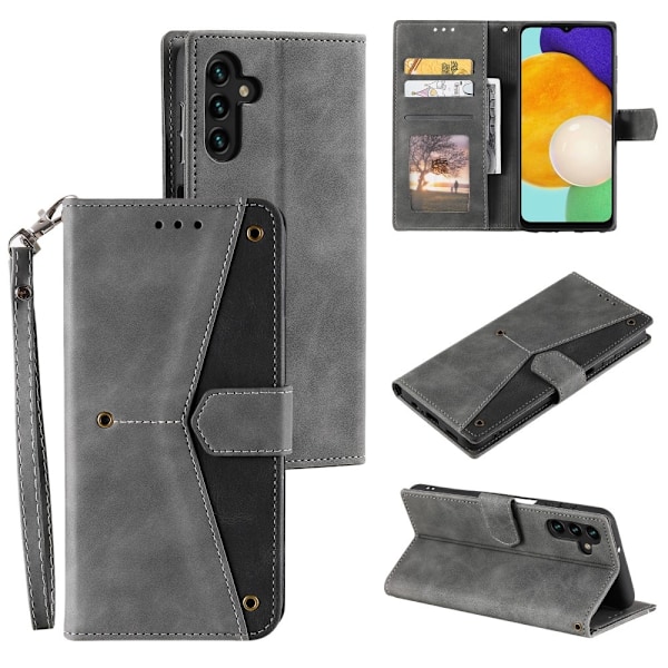 SKALO Samsung S25 Premium PU-læder Splicing Flip Cover - Grå Grey