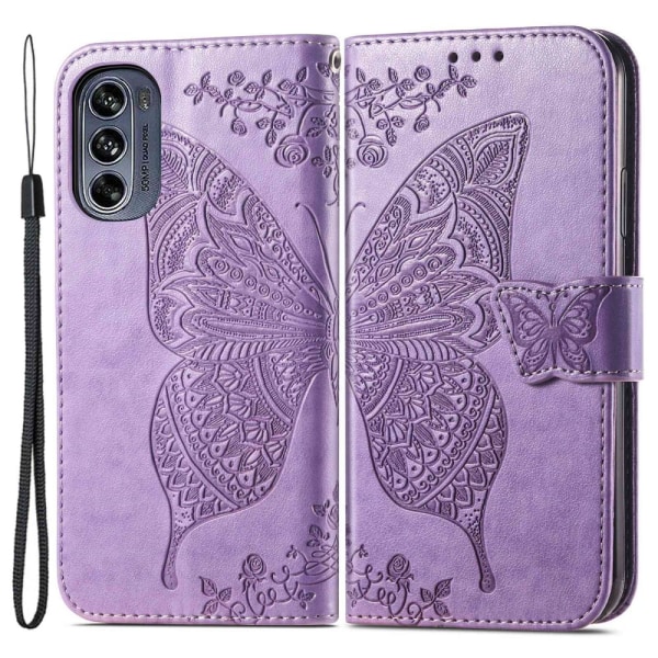 SKALO Motorola Moto G62 5G Mandala Butterfly Plånboksfodral - Li Lila