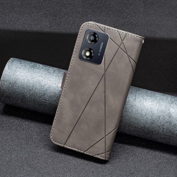 Motorola Moto E13 4G BINFEN COLOR Embossed Plånboksfodral - Grå grå