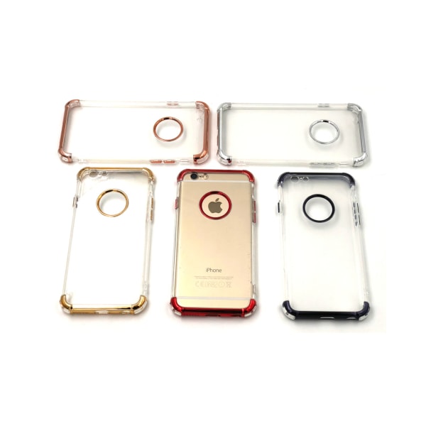 Ekstra slidstærkt design silikoneskal | farvede kanter iPhone 6 / 6S - f Pink
