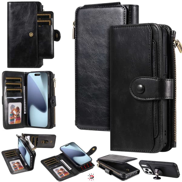 SKALO BIg Wallet 2i1 Magnet Flip Cover til iPhone 18 Pro - Sort Black