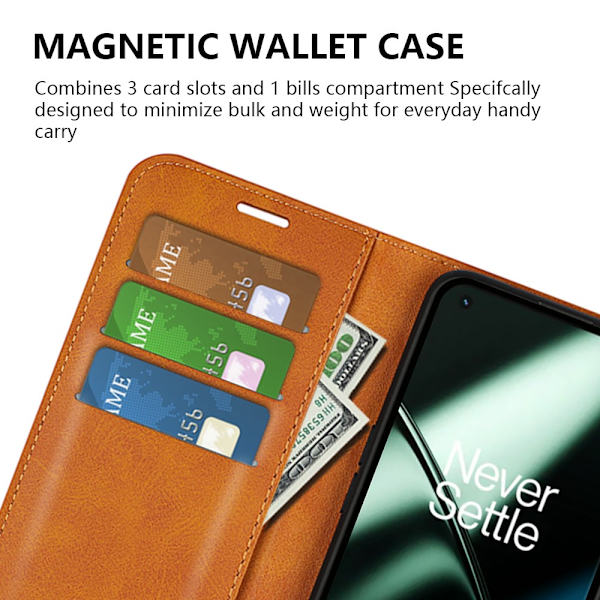 SKALO OnePlus 11 5G Flip Cover m. pung i PU-læder - Sort Black